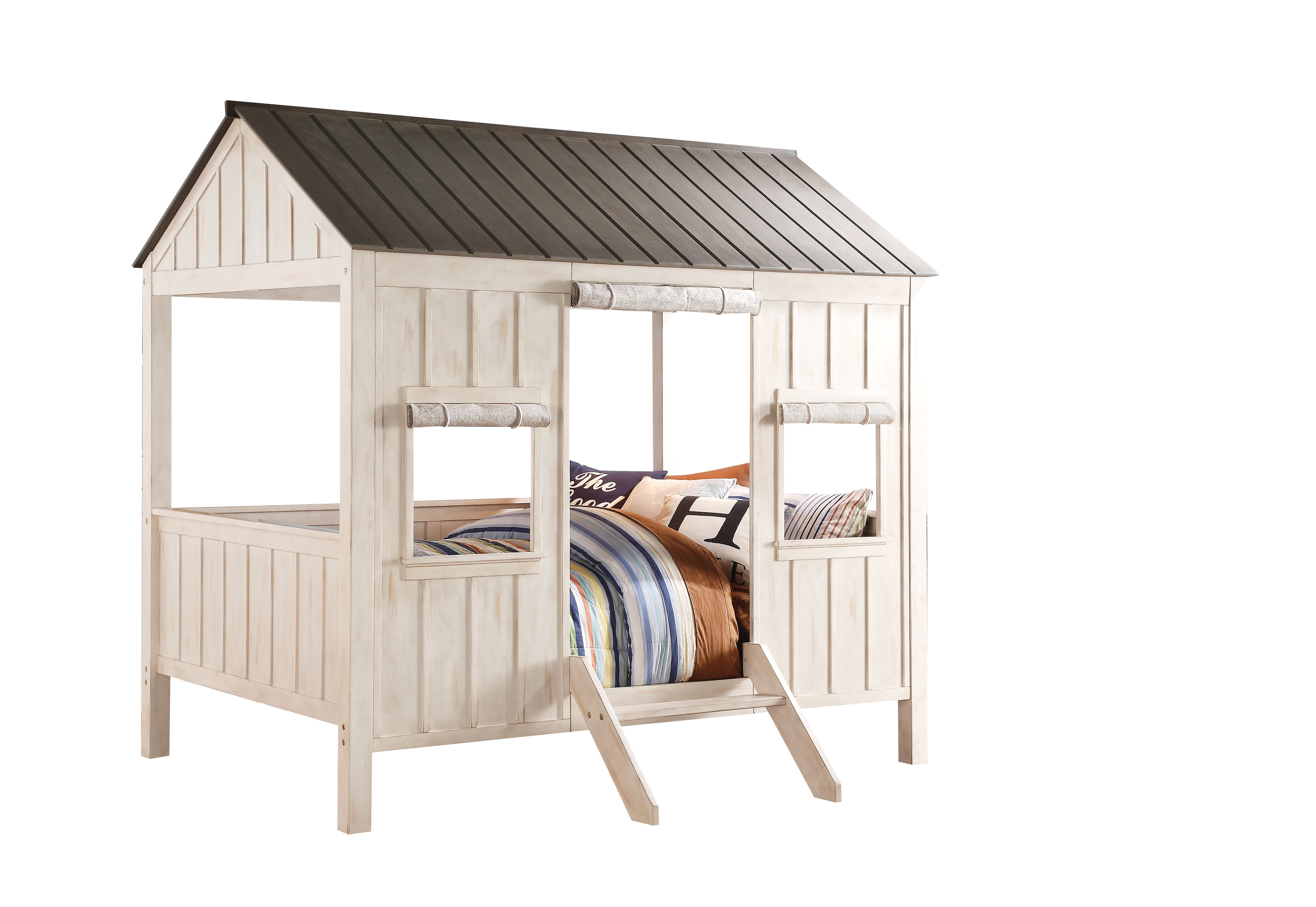 Acme Furniture Spring Cottage Weathered White Washed Gray Full Bed